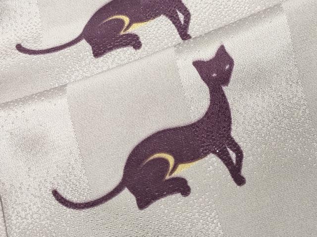 平和屋着物●長襦袢　無双仕立て　猫　正絹　逸品　CABK2049gh
