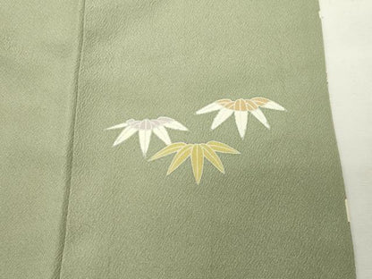 平和屋着物●訪問着　作家物　駒刺繍　菱草花文　暈し染め　金彩　正絹　逸品　CABK2056gh