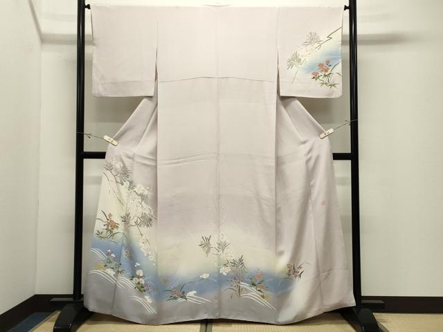 平和屋着物●訪問着　友禅　作家物　草花文　暈し染め　さが美扱い　正絹　逸品　CABK2057gh
