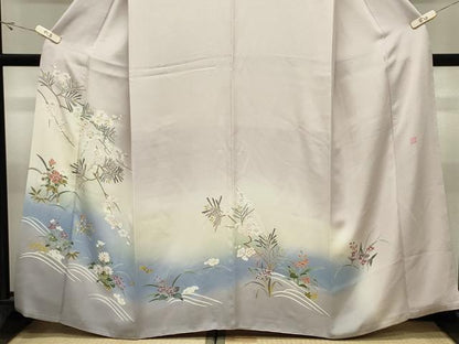 平和屋着物●訪問着　友禅　作家物　草花文　暈し染め　さが美扱い　正絹　逸品　CABK2057gh