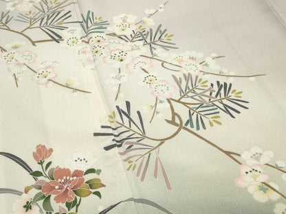 平和屋着物●訪問着　友禅　作家物　草花文　暈し染め　さが美扱い　正絹　逸品　CABK2057gh