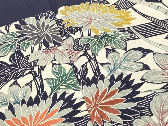 平和屋着物●訪問着　型染め　草花文　正絹　逸品　CABK2059gh