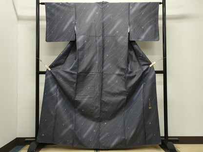 平和屋着物●十代目 歌舞伎役者　坂東三津五郎　小紋　刺し子紬　独楽　正絹　逸品　CABK2060gh
