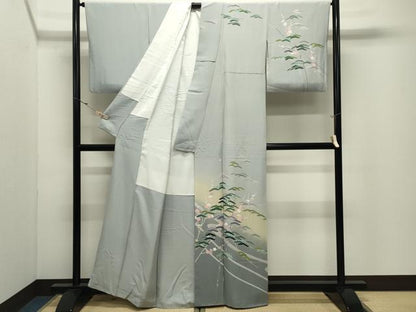 平和屋着物●訪問着　友禅　梅松文　暈し染め　正絹　逸品　CABK2066gh