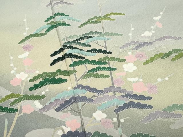 平和屋着物●訪問着　友禅　梅松文　暈し染め　正絹　逸品　CABK2066gh