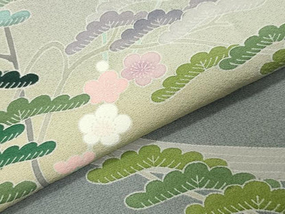 平和屋着物●訪問着　友禅　梅松文　暈し染め　正絹　逸品　CABK2066gh