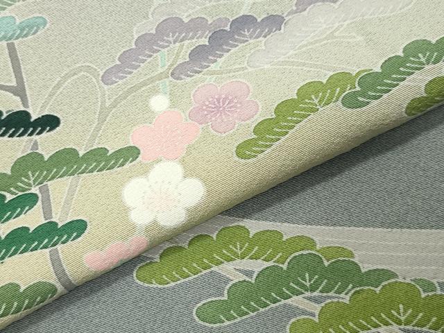 平和屋着物●訪問着　友禅　梅松文　暈し染め　正絹　逸品　CABK2066gh