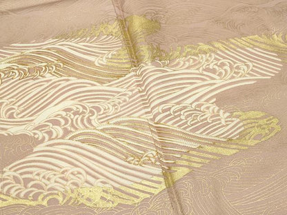 平和屋着物●訪問着　駒刺繍　立波文　金彩　正絹　逸品　未使用　CABK2068gh