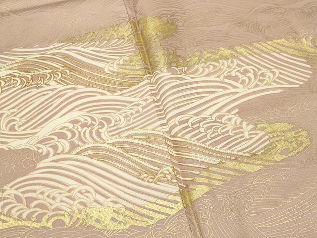 平和屋着物●訪問着　駒刺繍　立波文　金彩　正絹　逸品　未使用　CABK2068gh