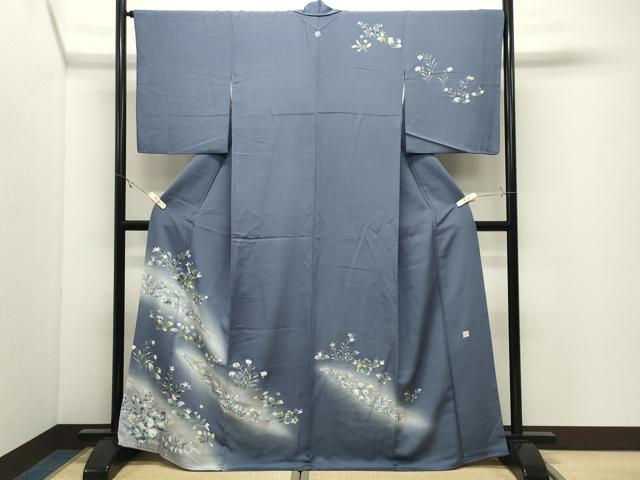 平和屋着物●名門・上野家　四代目 上野真(二代目 上野為二)　訪問着　草花文　暈し染め　金糸　正絹　逸品　CABK2069gh