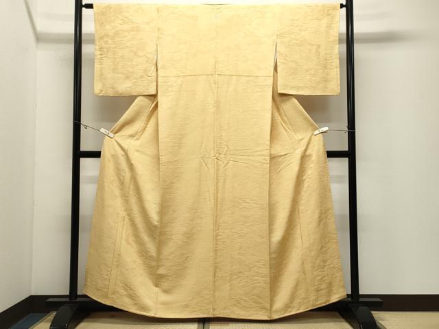 平和屋着物●上質な色無地　霞地紋　花葉色　正絹　逸品　CABK2073gh