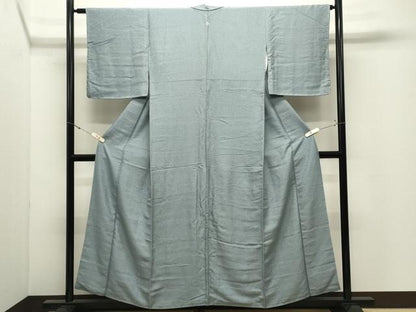 平和屋着物●上質な色無地　吉祥地紋　青磁鼠色　正絹　逸品　未使用　CABK2074gh
