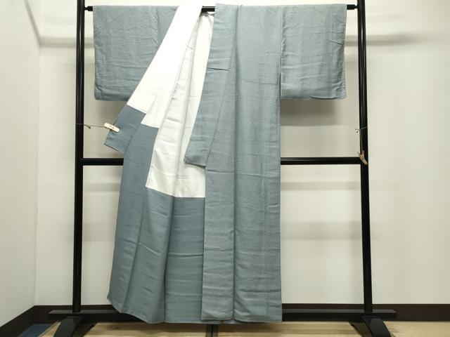 平和屋着物●上質な色無地　吉祥地紋　青磁鼠色　正絹　逸品　未使用　CABK2074gh
