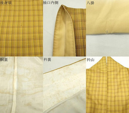 平和屋着物●本場黄八丈　まるまなこ　紬　格子柄　正絹　逸品　CABK2080gh