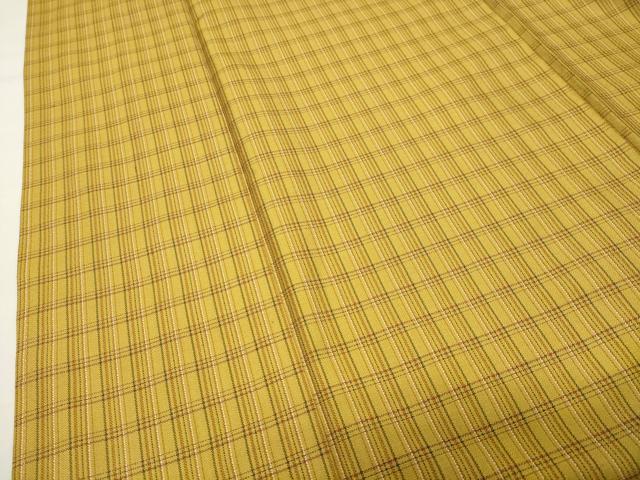 平和屋着物●本場黄八丈　まるまなこ　紬　格子柄　正絹　逸品　CABK2080gh
