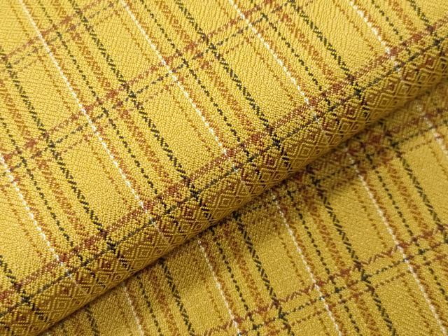 平和屋着物●本場黄八丈　まるまなこ　紬　格子柄　正絹　逸品　CABK2080gh
