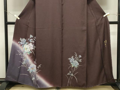 平和屋着物●螺鈿作家　藤本隆士　訪問着　草花文　暈し染め　金銀彩　正絹　逸品　未使用　CABK2088gh