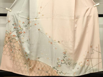 平和屋着物●訪問着　籬枝花文　暈し染め　金銀彩　正絹　逸品　CABK2093gh