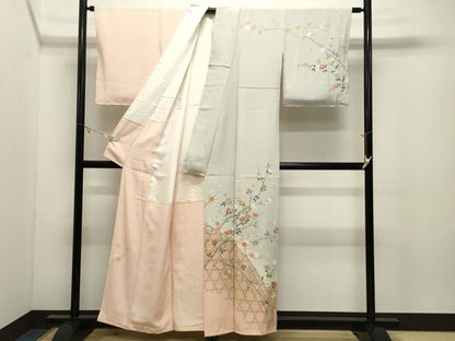 平和屋着物●訪問着　籬枝花文　暈し染め　金銀彩　正絹　逸品　CABK2093gh
