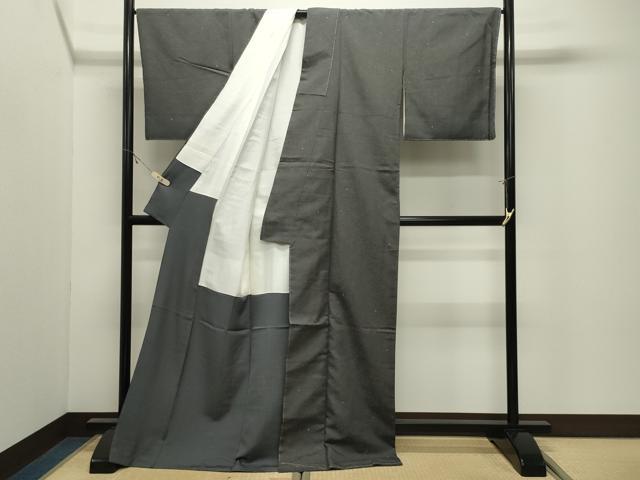 平和屋着物●上質なお召　菱吉祥文　ロング丈　正絹　逸品　未使用　CABK2095gh