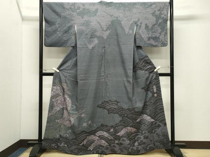 平和屋着物●西洞院辻が花　大脇一心　訪問着　紬地　絞り　正絹　逸品　CABK2096gh