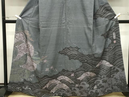 平和屋着物●西洞院辻が花　大脇一心　訪問着　紬地　絞り　正絹　逸品　CABK2096gh