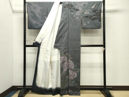 平和屋着物●西洞院辻が花　大脇一心　訪問着　紬地　絞り　正絹　逸品　CABK2096gh