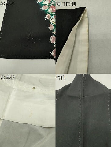 平和屋着物●豪華黒留袖　螺鈿　花瓶　金銀彩　正絹　逸品　CABK2097gh
