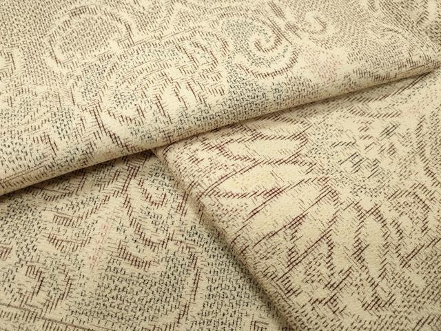 平和屋着物●本塩沢　花唐草文　正絹　逸品　CABK2107gh