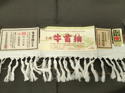 平和屋着物●石川県指定無形文化財　牛首紬　白山工房　手織り　訪問着　渦巻き文　証紙付き　正絹　逸品　CABK2110gh