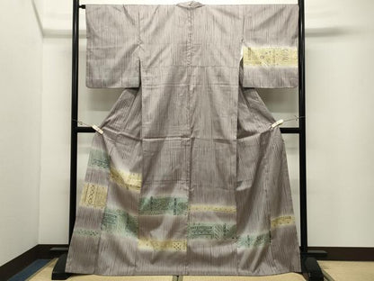 平和屋着物●訪問着　紬地　ろうけつ染　花唐草文　ロング丈　正絹　逸品　CABK2112gh