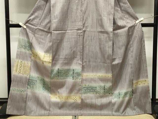 平和屋着物●訪問着　紬地　ろうけつ染　花唐草文　ロング丈　正絹　逸品　CABK2112gh