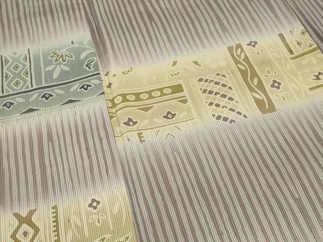 平和屋着物●訪問着　紬地　ろうけつ染　花唐草文　ロング丈　正絹　逸品　CABK2112gh