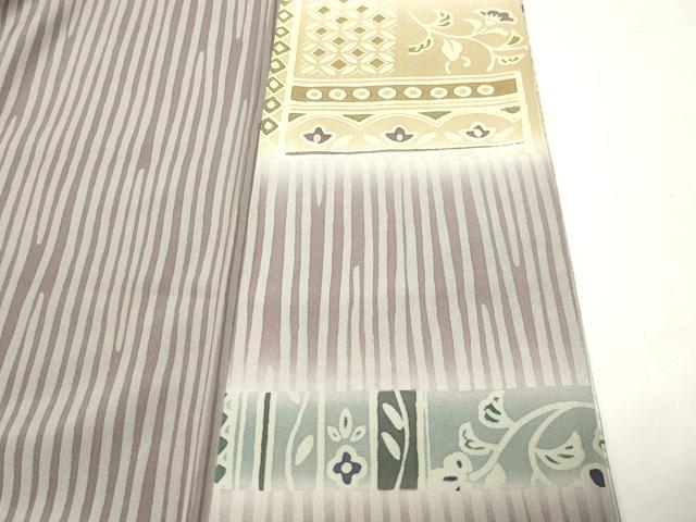 平和屋着物●訪問着　紬地　ろうけつ染　花唐草文　ロング丈　正絹　逸品　CABK2112gh