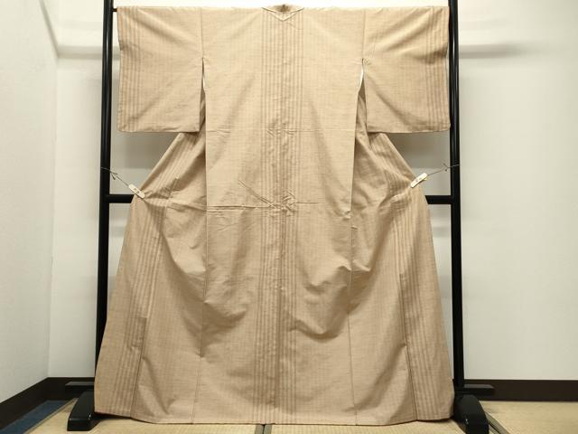 平和屋着物●上質な紬　格子柄　正絹　逸品　CABK2113gh