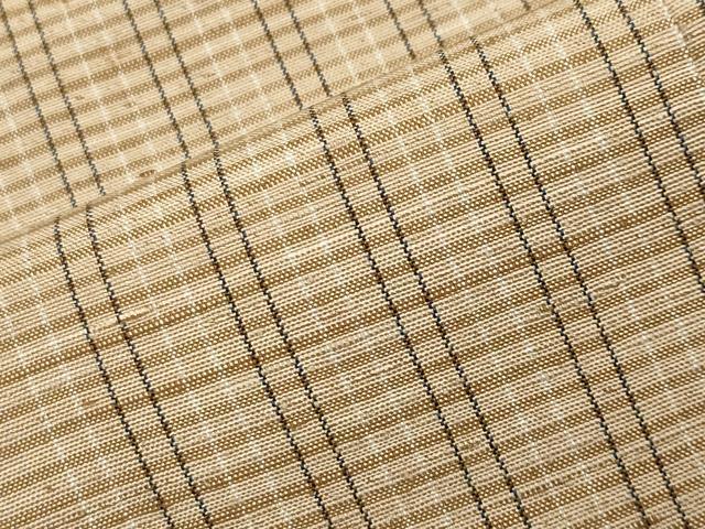 平和屋着物●上質な紬　格子柄　正絹　逸品　CABK2113gh
