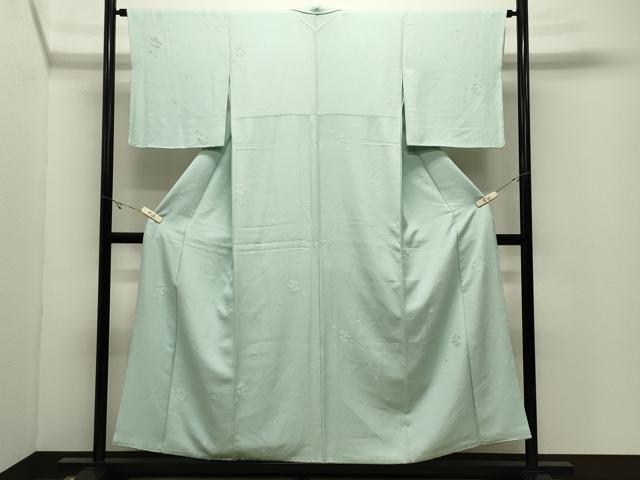 平和屋着物●上質な色無地　草花地紋　青磁鼠色　正絹　逸品　CABK2115gh