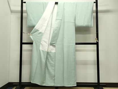 平和屋着物●上質な色無地　草花地紋　青磁鼠色　正絹　逸品　CABK2115gh