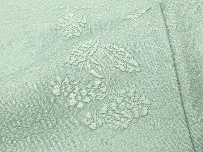 平和屋着物●上質な色無地　草花地紋　青磁鼠色　正絹　逸品　CABK2115gh