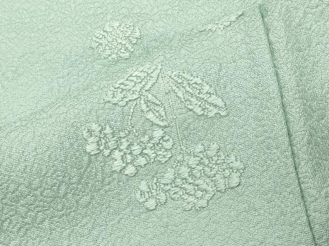 平和屋着物●上質な色無地　草花地紋　青磁鼠色　正絹　逸品　CABK2115gh