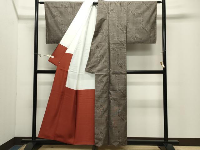 平和屋着物●本場大島紬　9マルキ　草花文　西武百貨店扱い　正絹　逸品　未使用　CABK2117gh