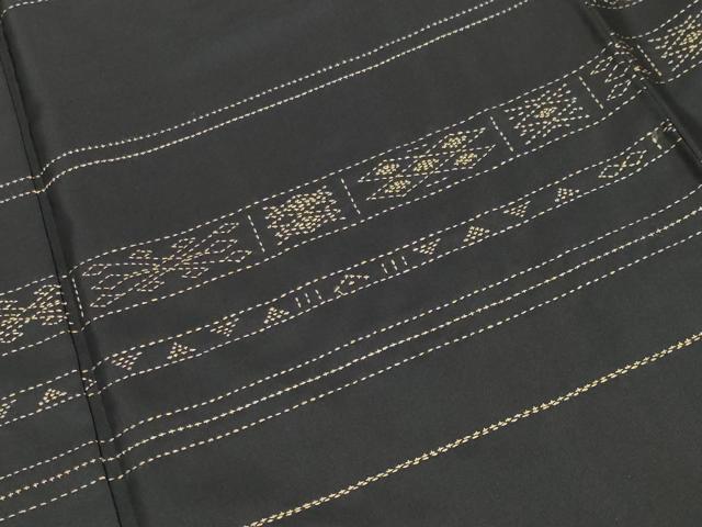 平和屋着物●本場大島紬　訪問着　刺し子　横段菱文　正絹　逸品　CABK2122gh