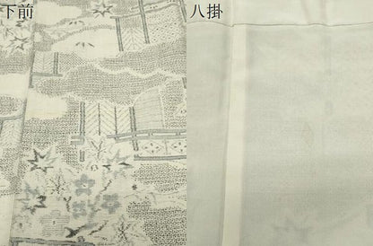 平和屋着物●本場結城紬　重要無形文化財　100亀甲　雲重ね風景花文　西武百貨店扱い　正絹　逸品　CABK2123gh