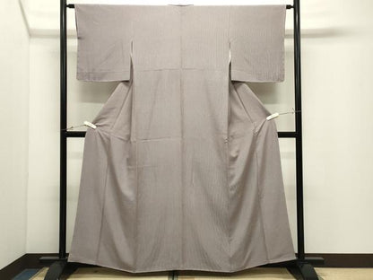 平和屋着物●小紋師　宍戸陵　江戸小紋　万筋　紫鳶色×白色　正絹　逸品　未使用　CABK2126gh