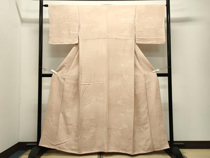 平和屋着物●上質な色無地　雲重ね桐地紋　洗柿色　正絹　逸品　CABK2130gh