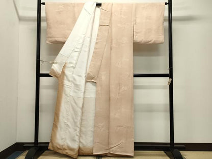 平和屋着物●上質な色無地　雲重ね桐地紋　洗柿色　正絹　逸品　CABK2130gh