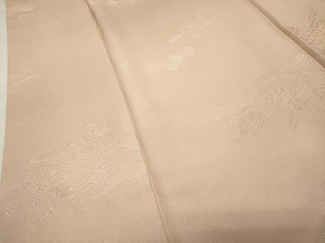 平和屋着物●上質な色無地　雲重ね桐地紋　洗柿色　正絹　逸品　CABK2130gh
