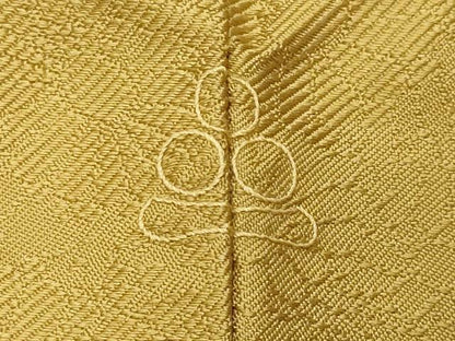 平和屋着物●上質なお召　色無地　舞花地紋　芥子色　正絹　逸品　CABK2132gh
