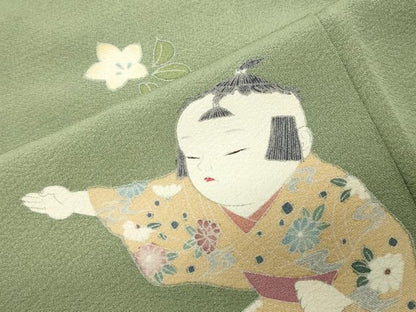 平和屋着物●訪問着　友禅　作家物　童子遊び　正絹　逸品　CABK2133gh