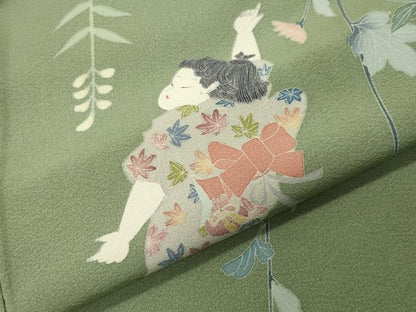 平和屋着物●訪問着　友禅　作家物　童子遊び　正絹　逸品　CABK2133gh